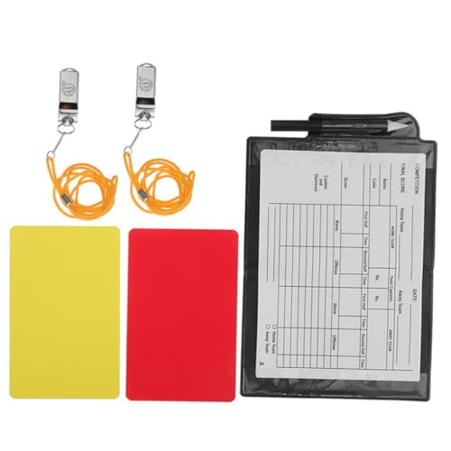Happyyami 1Set Soccer Referee Kit with Cards Portable Wallet Whistles Notepad Pen for and Referees Football Sports