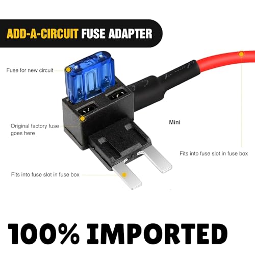 Image of KMH 12V Mini Fuse Tap Adapter Kit Add-A-Circuit with Dual Slot Holder for Mini Blade Car Fuses, Easy Installation, Universal for Cars, SUVs, Trucks, Motorcycles, DIY (Pack fo 3)