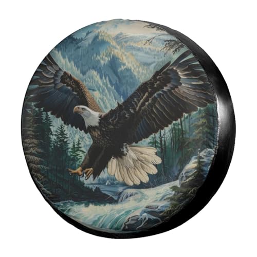 Image of Delerain Flying Bald Eagle Spare Tire Cover Wheel Protectors Sun Protector Waterproof for Trailer RV SUV Truck and Many Vehicle(16 Inch for Diameter 29 inch-31 inch)
