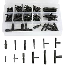 125 Pcs Vacuum Connector Assortment, Vacuum Hose Line Fittings Auto Vacuum Tubing Connector, Nylon Barbed Type Vacuum Tee Connector Kit, 12 Sizes Hose Tee Reducer and Straight Connector Set 125 PCS