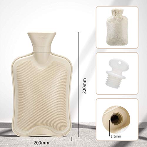 Fythao Rubber Hot Water Bottle With Cover, 2 Pcs Hot Water Bags And A Soft Cover #TOP1