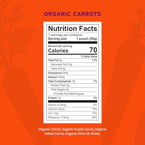 Image of Serenity Kids Organic Baby Food Pouches, No Added Sugar, 3.5 Oz, 12 Pack | Veggie-First, Not Fruit-Sweet, Made Without Common Allergens, Organic Carrot Puree, No Artificial Flavors, Toddler Food