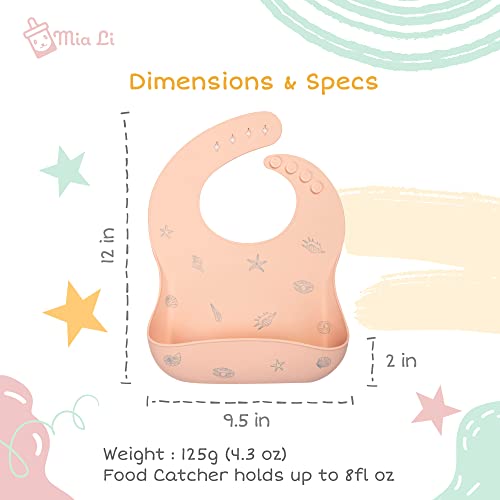 Mia Li Silicone Bibs – 3Pcs Waterproof Silicone Bib Set – Silicone Baby Bibs For Girls And Boys - Baby Bib Pocket With Adjustable Closure – Non-Messy Toddler Bib (Seashells - Blush, Lilac & Mauve) #TOP7