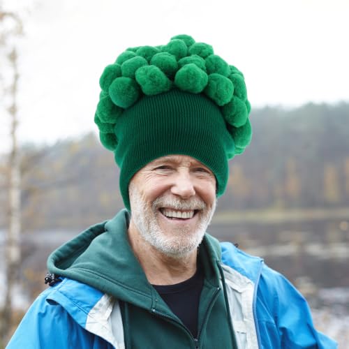 Gorro de brócoli Sosoport con aislamiento térmico cómodo de punto y pompón grande 6