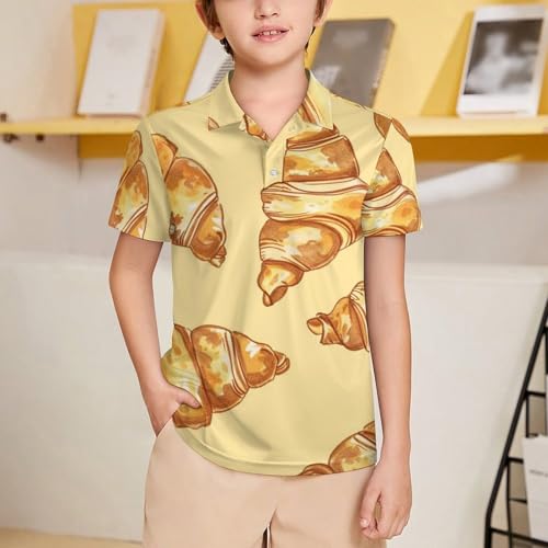Boys' Classic Polo Shirts Short Sleeve Moisture-Wicking Golf & Tennis Shirts for Youth Teens Cute Croissant2