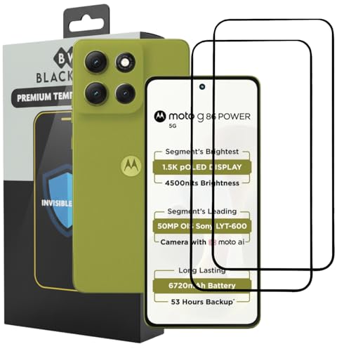 Image of Blackwik Tempered Glass Screen Protector for Moto G86 Power with Edge-To-Edge Protector Coverage | Easy Installation Kit (Black) (Pack Of 2)