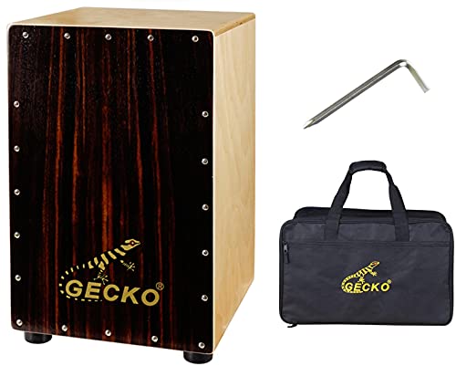 Gecko Cajon Box Drum-Wooden Percussion Box Musical Instrument Bass Drum Box Acoustic Box Drum Beat Box With Internal Adjustable Guitar Strings Cajon Drum Set Package #TOP5