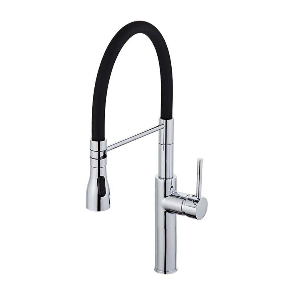 Blyqxs Black Kitchen Faucet Pull Out Deck Mounted Swivel Mixer Dual Sprayer Nozzle Water Tap Xt-67(Black)