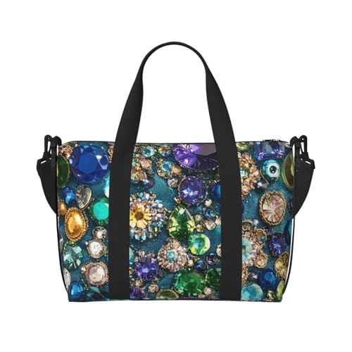 diamond colorful print Travel Duffel Bag, Sports Tote Gym Bag, Swim Pool Bag Large Shoulder Tote Bag for Beach Weekender