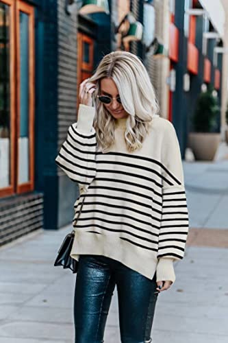 Womens Sweaters Causal Crewneck Batwing Sleeve Knit Top Side Split Oversized Pullover Sweater Loose Jumper3