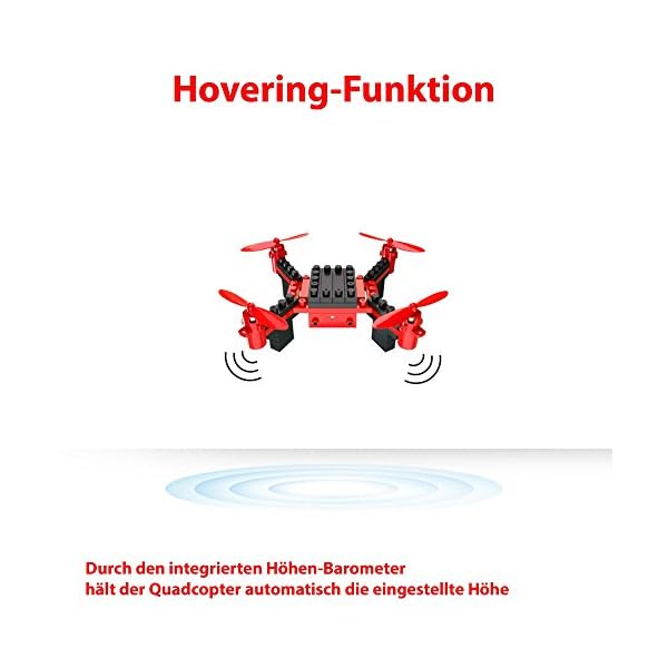 4.5 Kanal RC ferngesteuerter Quadcopter aus Bausteinen, eingebaute FPV Wifi Kamera mit Live-Übertragung auf Smartphone, DIY Drohne Modellbau, Komplett-Set inkl. Fernsteuerung, Akku, Ladekabel – Bild 4
