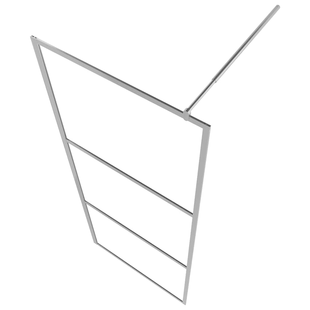 Mampara de ducha de cristal templado transparente, 90 x 195 cm, protección contra salpicaduras de 5 mm con marco de aluminio, perfil ajustable y barra de apoyo, 3 piezas de cristal