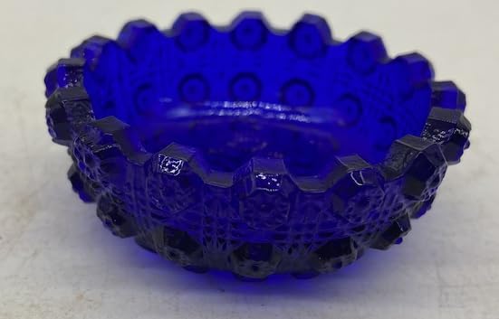 Salt Cellar Dip w/Spoon - Lacey Daisy - American Made using Original Westmoreland Glass Company mould (Cobalt Blue)