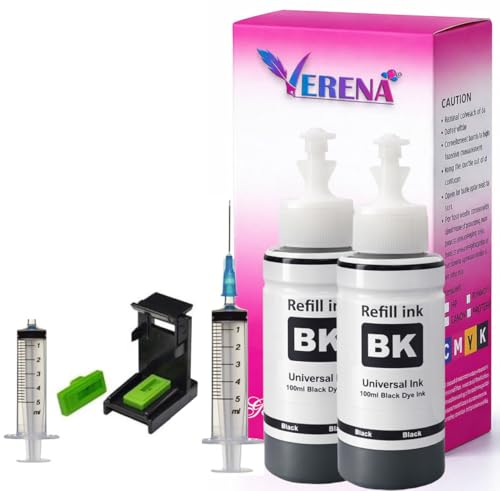Image of VERENA Refill Kit Compatible for Canon Pixma E470, E470, E477, E400, E410, E417, E560, E3370, E4570, MG2577S Printers Cartridges (2BK & 1Syring,Suction Tool)