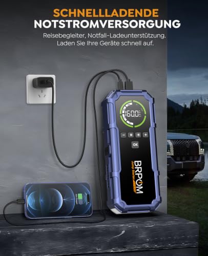 BRPOM 9000A Starthilfe Powerbank mit Luftkompressor 160 PSI – Ansicht 6