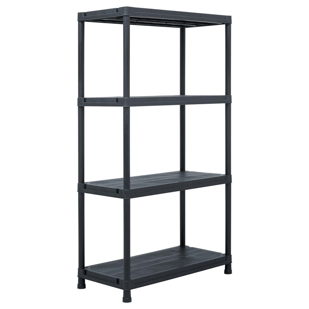 Mangloder Scaffalatura nera 100 kg, 60 x 30 x 138 cm, in plastica robusta, per officina, garage, cantina, magazzino, con 4 ripiani e supporto da parete