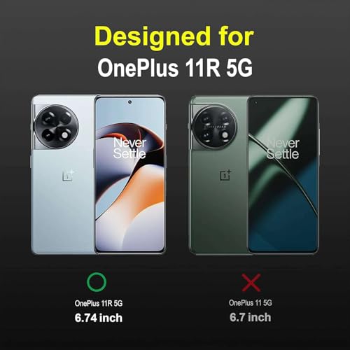 Image of Magnetic Transparent Mobile Cover for oneplus 11R Wireless Charging Compatible Shockproof Case with Slim Matte Back, Anti Yellow Hard Pc Protective Back Cover [ Black]