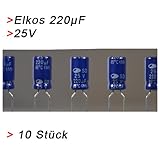 Toleranz: +/- 20% 10 Stück - Elko 220µF / 25V Kondensator Elkos Elektrolytkondensatoren 220 uF 25 V