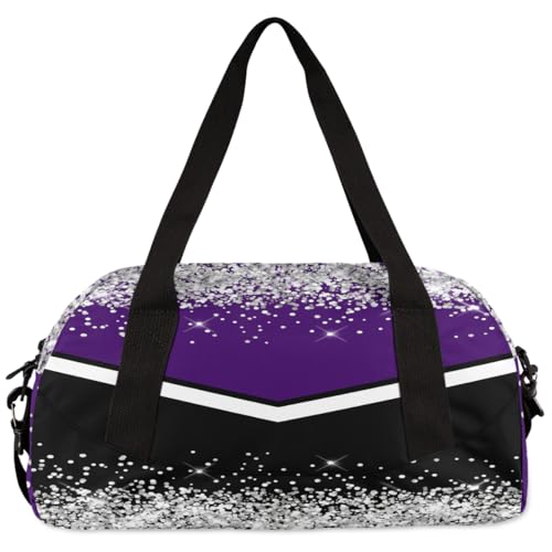 Custom Kids Sports Duffel Bag Glitter Purple Cheer Personalized Dance Gym Bag for Boys Girls Lightweight Weekender Travel Duffle Cheer Bag4