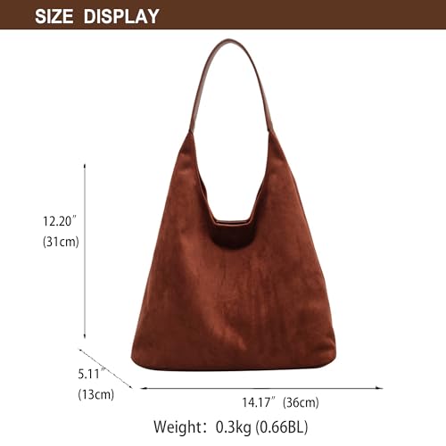 Image of Dyalsa Suede Hobo Bag for Women, Suede Tote Purse Vintage Top Handle Bag, Fashion Retro Shoulder Bag Work Leather Bag