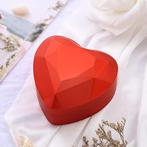 Image of Heart Ring Box with LED Light, Luxury LED Lighted Engagement Ring Box, Velvet Earrings Jewelry Case with Light, Jewelry Display Box for Wedding, Engagement, Proposal, Birthday and Anniversary-Red