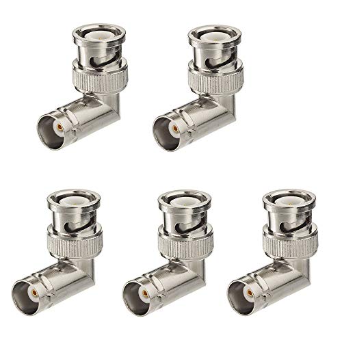 Eightwood 5pcs BNC Male to Female Elbow Right Angle Adapter 50ohm