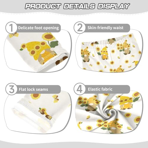 Girls Leggings Yellow Sunflowers with Gnomes Toddler Girls Clothes Leggings for Girls Toddler Girls Leggings 3-4T3