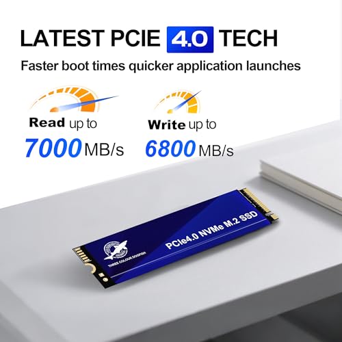 Image of Dogfish 2TB M.2 PCIe 4.0 NVMe SSD 2280 Gen 4x4, Internal Gaming Solid State Drive up to 7000MB /s 3D NAND Flash M Key Low Power Consumption Disk, Upgrade Storage for Desktop, Laptop, ps5