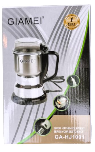 Giamei Coffee & Spices Grinder Mill With Stainless Steel Blade | for 350 g beans, safety function, stainless steel chopping blade,