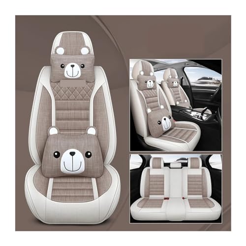 リンカーン アビエーター MKZ マーク MKC MKX MKS ナビゲーター カーアクセサリー対応 ユニバーサル リネン サマー カーシートカバー フルセット(Beige C)