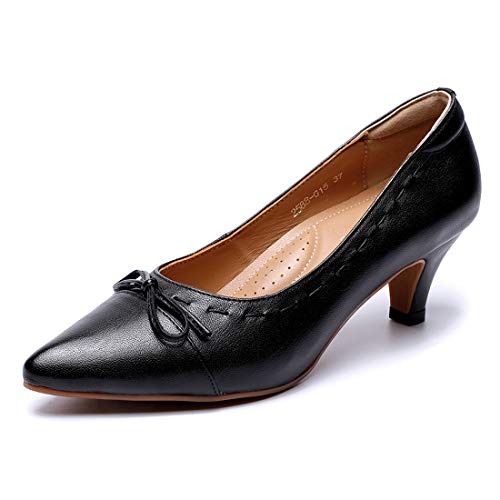 Image of Mona flying Women's Leather Elegant Bowknot Pointed Toe Dress Pumps Heels