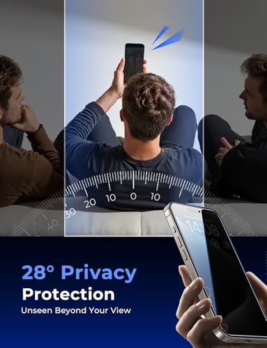 MAGIC JOHN 2 Pack for iPhone 15 Pro Max 6.7 inch Privacy Glass Screen Protector, Auto Dust-Elimination Installation, Bubble Free, Easy Installation