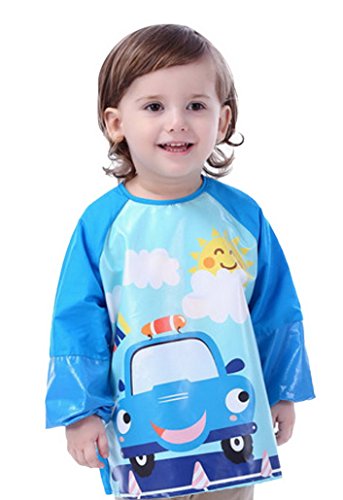 Happy Cherry - Delantal Babero Blusón Impermeable Infantil para pintar con mangas largas para Bebés niños niñas(4-6 años)- XL - Taxi