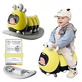 3in1 Rutschfahrzeug Babyroller + Schaukeltier + Balancierbrett, Yoyo Babyrutscher Rutschauto Geschenke ab 10 Monaten, PP Material, BPA-frei, max. 30kg, Gelb