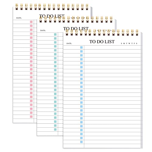 To Do List Notepad 3 Pack Undated Daily Planner Notepad With To Do List Notebook Checklist Planner Spiral Waterproof Notepad for Office Supplies School Planner 52 Sheets/Pack 5.5*8.3 A5 Size