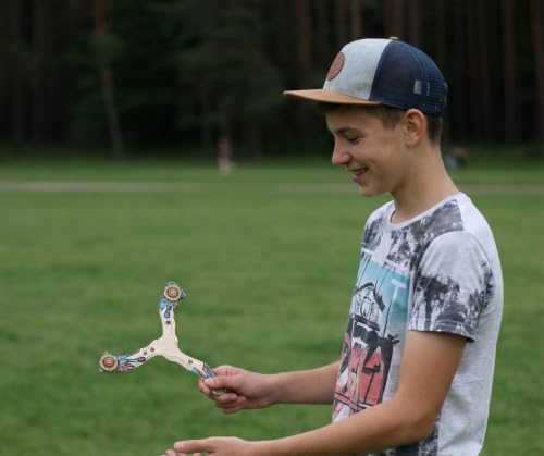 Boomerang de madera para principiantes – Boomerang retornable modelo N6, fácil de lanzar para adolescentes y adultos, juego al aire libre ligero y probado en vuelo miniatura 4
