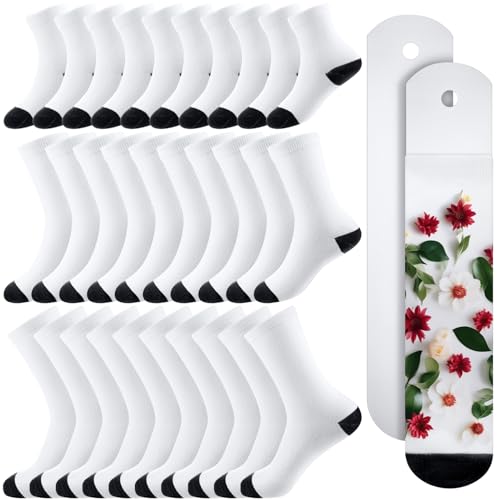 Toulite 15 Pairs White Sublimation Socks Blanks Polyester Socks Heat...