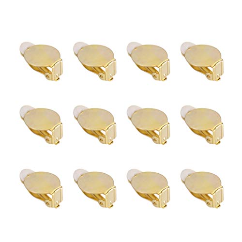 HEALLILY Clip sur la Boucle d'oreille convertisseur Composants de Boucle d'oreille Non percés Plat Rond Plateaux de Boucle d'oreille pour DIY Boucle d'oreille Faisant 20pcs (Or)