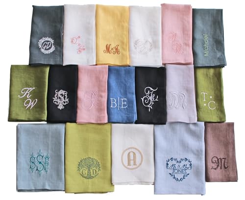 Personalized Napkins Embroidered Any Text Monogram...
