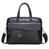 leather Laptop Bag for Men 16.1 inch,Premium Laptop Briefcase Fits,onvertible Computer Handbags Shoulder Crossbody Bag (Black)