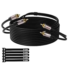 RCA Cable 35 FT, 2RCA Male to 2RCA Male Stereo Audio Cables, Dual Shielded Digital Analogue, 2 RCA Subwoofer Cord for Home Theater, HDTV, Amplifier, Hi-Fi System, Car Audio, Speaker, 23AWG OFC Core