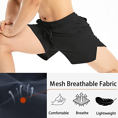 Men's Workout Athletic Shorts 5" Gym Shorts For Men Bodybuilding Running Training Quick Dry With Zipper Pockets Towel Loop,Black M #TOP3