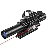 MidTen 3-9x32 4-in-1 Scope Combo with Dual Illuminated Scope Optics & 4 Holographic Reticle Red/Green Dot Sight & IIIA/2MW Laser Sight Rangefinder Illuminated Sight & 20mm Mount