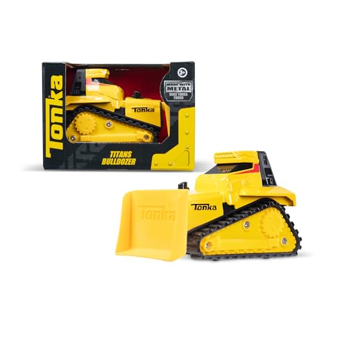 Basic Fun Tonka Steel Classics Titans Bulldozer Stamped Steel Construction Vehicle with Moving Blade Durable Outdoor Vehicle for Kids