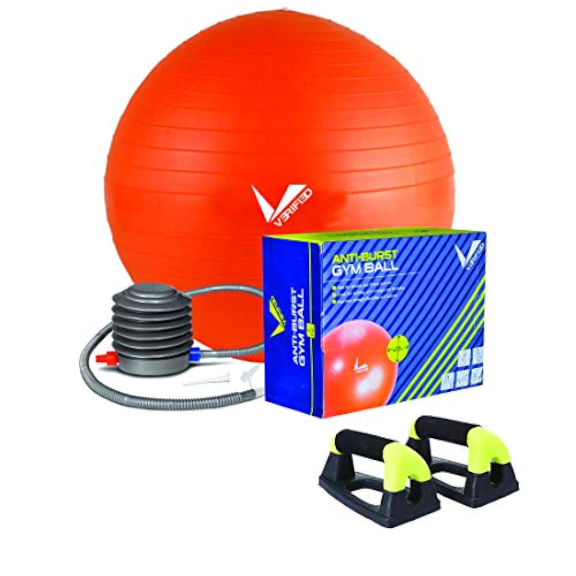 Gym Set with 75cm Weighted Ball & Charged Pushup Bar, Green