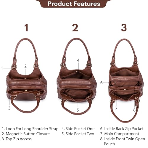 Mabel London Shoulder Bag for Women – Faux Leather Lightweight Crossbody Handbag – Vegan Everyday Handbag with Zipped Compartments – Ideal for Work, Travel & Casual Outfits - Image 5