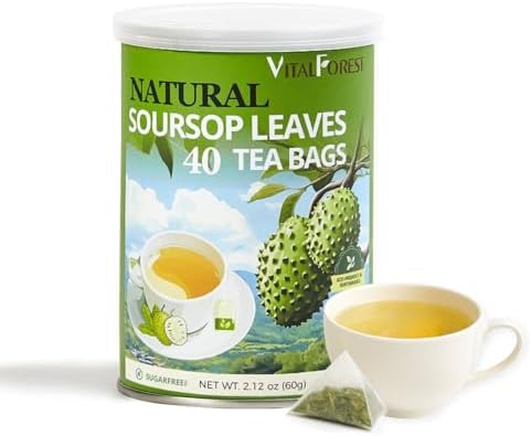 40 Soursop Leaves Tea Bags | Pure Graviola Leaf Tea | Herbal te de Guanabana Tea
