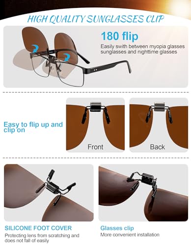 Image of OCCI CHIARI Polarized Flip-up Clip-on Sunglasses for Eyeglasses for Men and Women Outdoor /Driving UV400