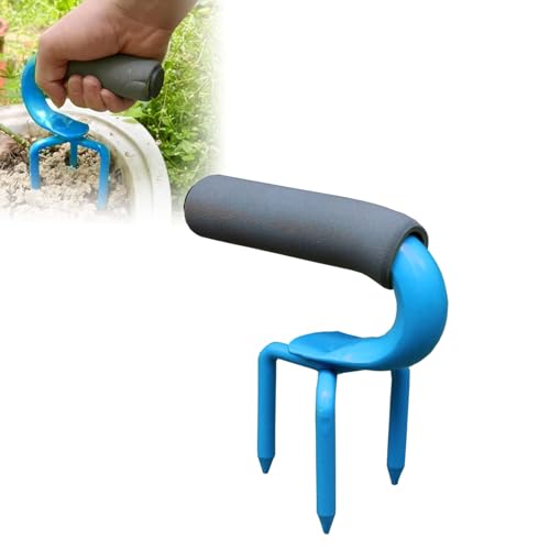 Hand Tiller, Portable Garden Claw, Soil Loosener with Soft Faom Handle, Soil Loosening Tool, Sturdy Soil Cultivator Manual for Raised Garden Potted Cultivating Plant (Blue)