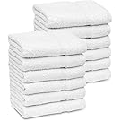 GOLD TEXTILES Bulk Bath Towels White 12 Pack (22x44 Inches) Economy Light Weight Easycare